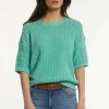 Hot River Woods Ajour trui ronde hals korte mouwen mintgroen -