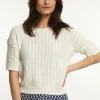 Outlet River Woods Ajour trui ronde hals korte mouwen écru -