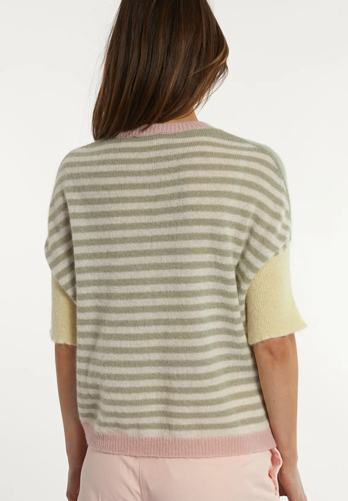 New River Woods Alpaca-wollen trui gestreepte rug groen -