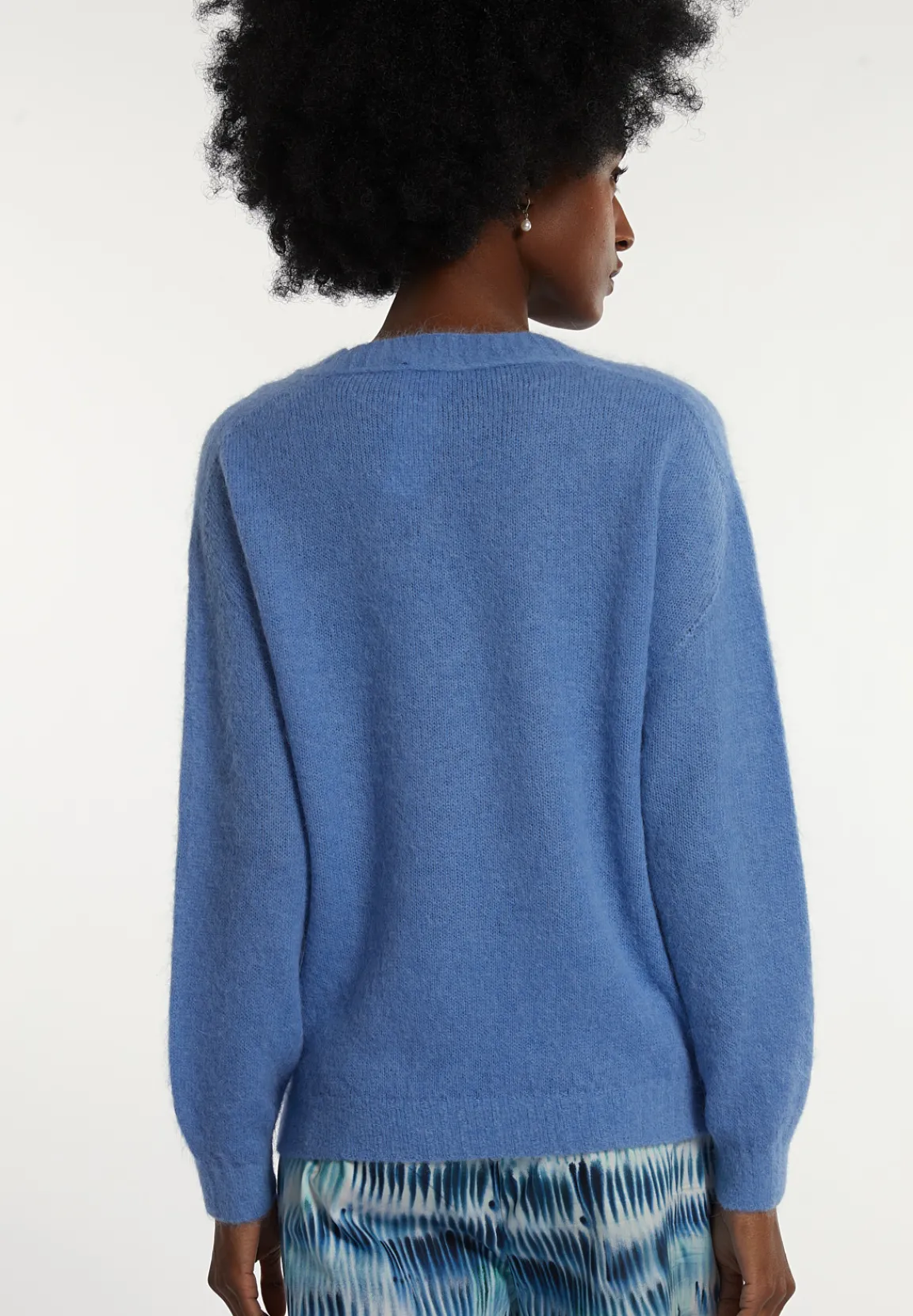 Discount River Woods Alpaca-wollen V-hals trui blauw -
