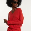 New River Woods Alpaca-wollen V-hals trui rood -