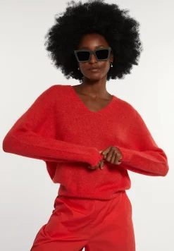 New River Woods Alpaca-wollen V-hals trui rood -