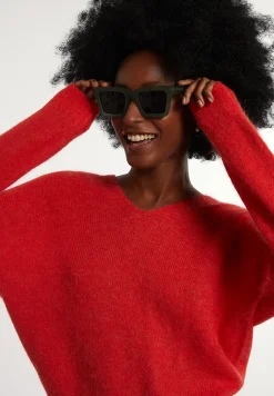 New River Woods Alpaca-wollen V-hals trui rood -