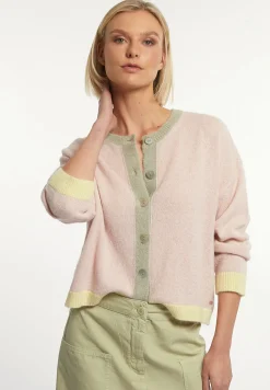 Online River Woods Alpaca-zuivere scheerwol cardigan lange mouwen roze/olijfgroen -
