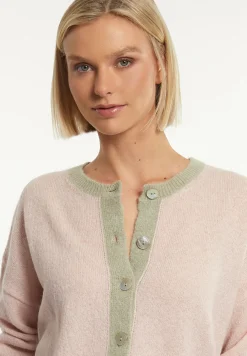 Online River Woods Alpaca-zuivere scheerwol cardigan lange mouwen roze/olijfgroen -