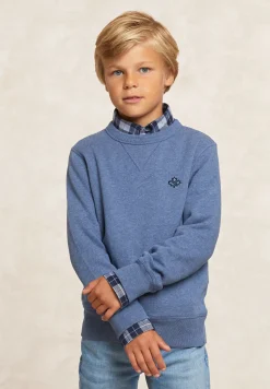 Sale River Woods Basic katoenen fleecetrui ronde hals night sky mix -