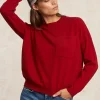 Fashion River Woods Basic merinotrui ronde hals borstzak rood -