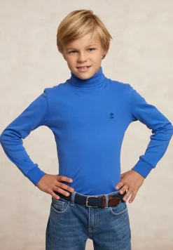 Outlet River Woods Basic rolkraag T-shirt blauw -