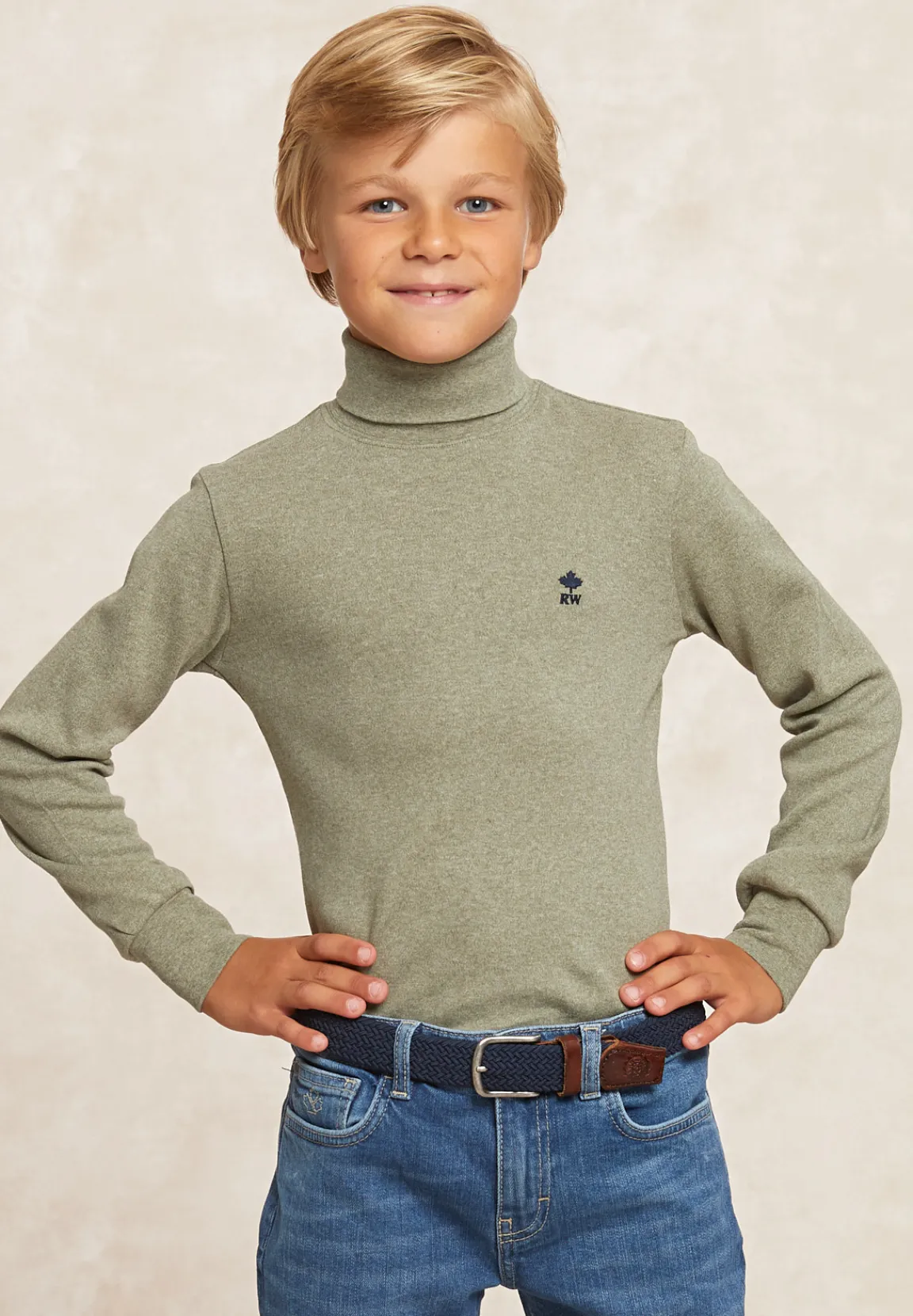 Outlet River Woods Basic rolkraag T-shirt eden mix -