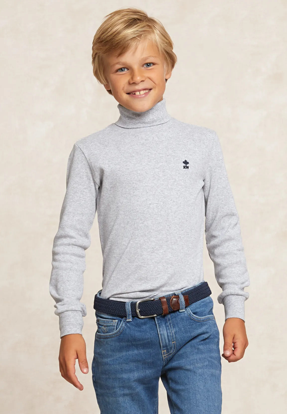 Discount River Woods Basic rolkraag T-shirt oxford mix -
