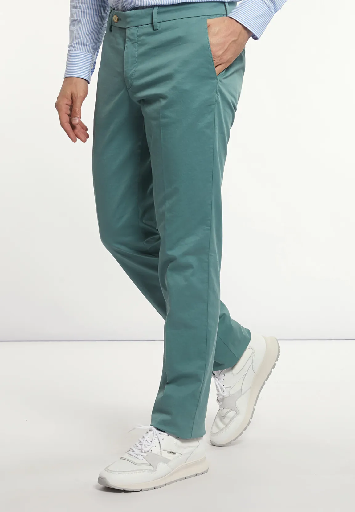 Sale River Woods Basic stretch chinobroek opal green -
