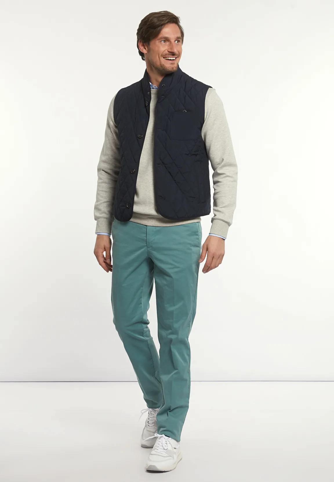 Sale River Woods Basic stretch chinobroek opal green -
