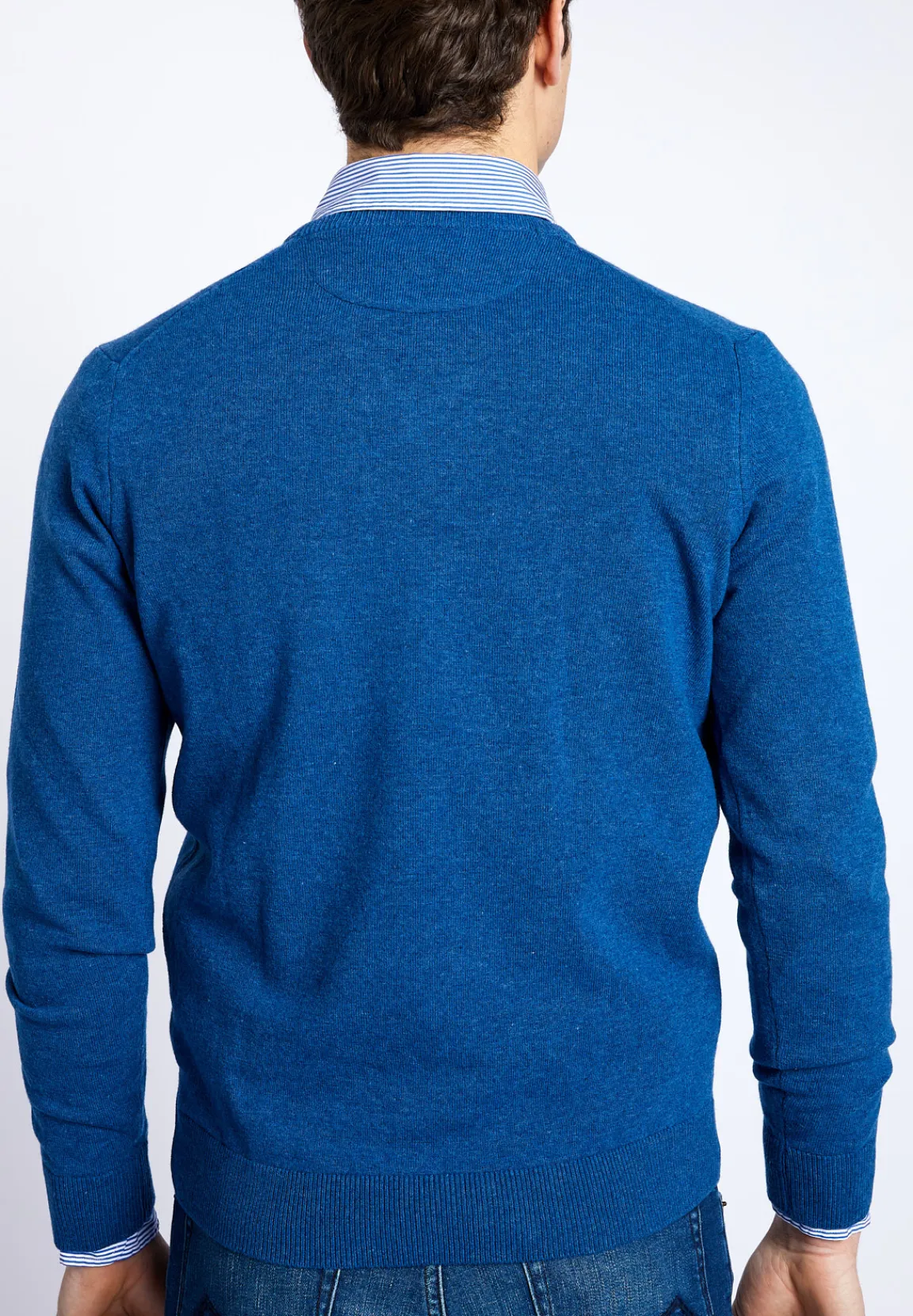 Sale River Woods Basic trui met V-hals in blauw -