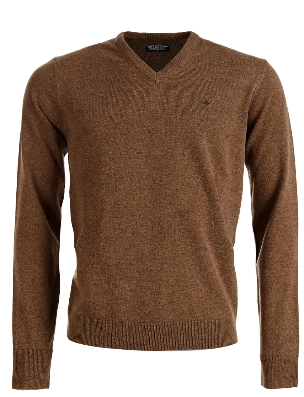 Fashion River Woods Basic trui met V-hals in bruin -