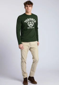 Hot River Woods Basic T-shirt met ronde hals in groen -