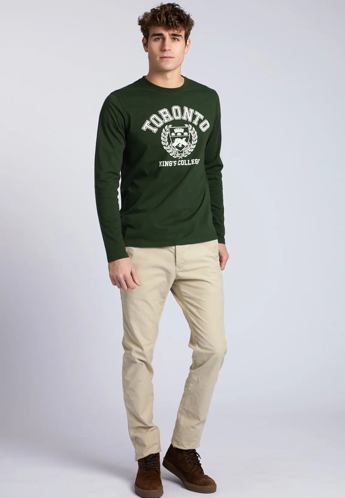 Hot River Woods Basic T-shirt met ronde hals in groen -