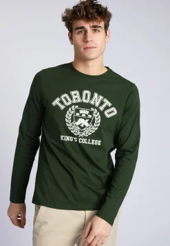 Hot River Woods Basic T-shirt met ronde hals in groen -