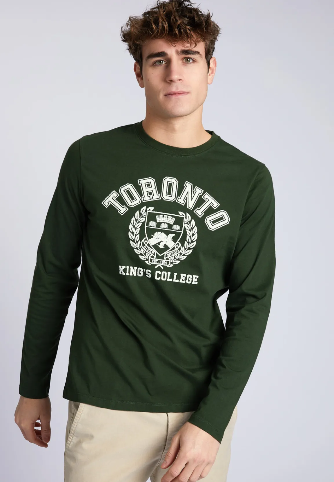 Hot River Woods Basic T-shirt met ronde hals in groen -