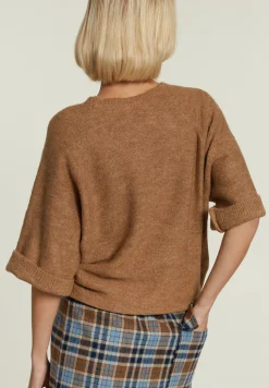 Fashion River Woods Beige effen trui korte mouwen -