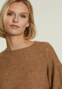 Fashion River Woods Beige effen trui korte mouwen -