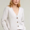 New River Woods Beige geknoopte V-hals cardigan lange mouwen -