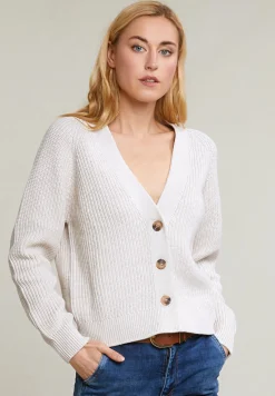 New River Woods Beige geknoopte V-hals cardigan lange mouwen -