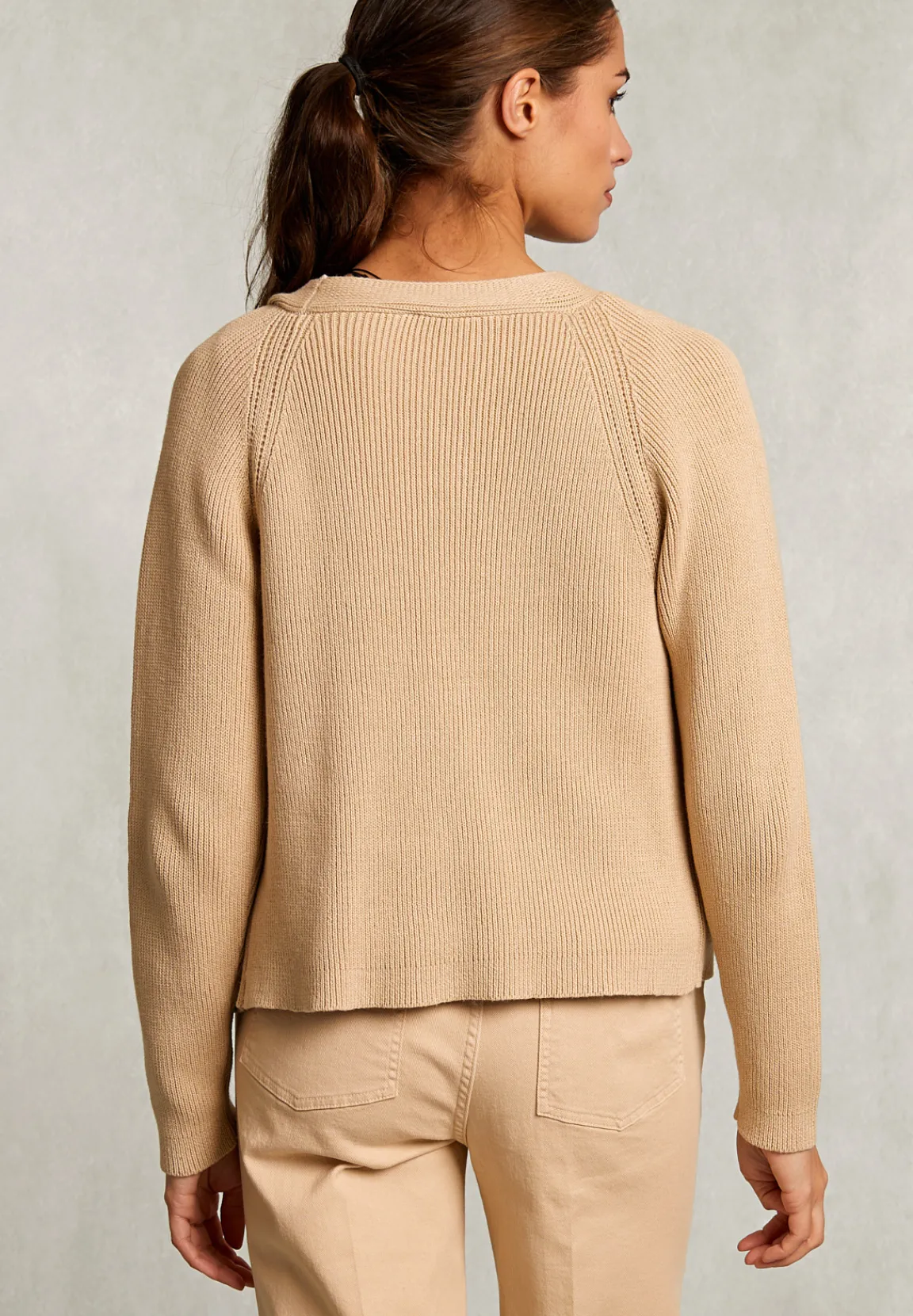 Best River Woods Beige katoenen V-hals cardigan -