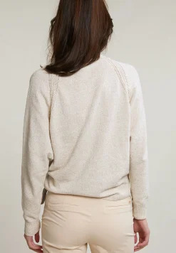 Outlet River Woods Beige katoen-linnen V-hals trui lange mouwen -