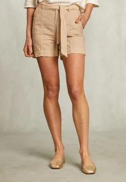 Discount River Woods Beige linnen short met riem -