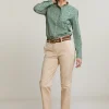 New River Woods Beige rechte stretch broek -