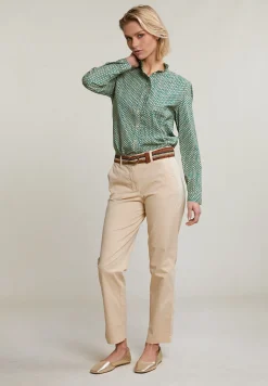 New River Woods Beige rechte stretch broek -