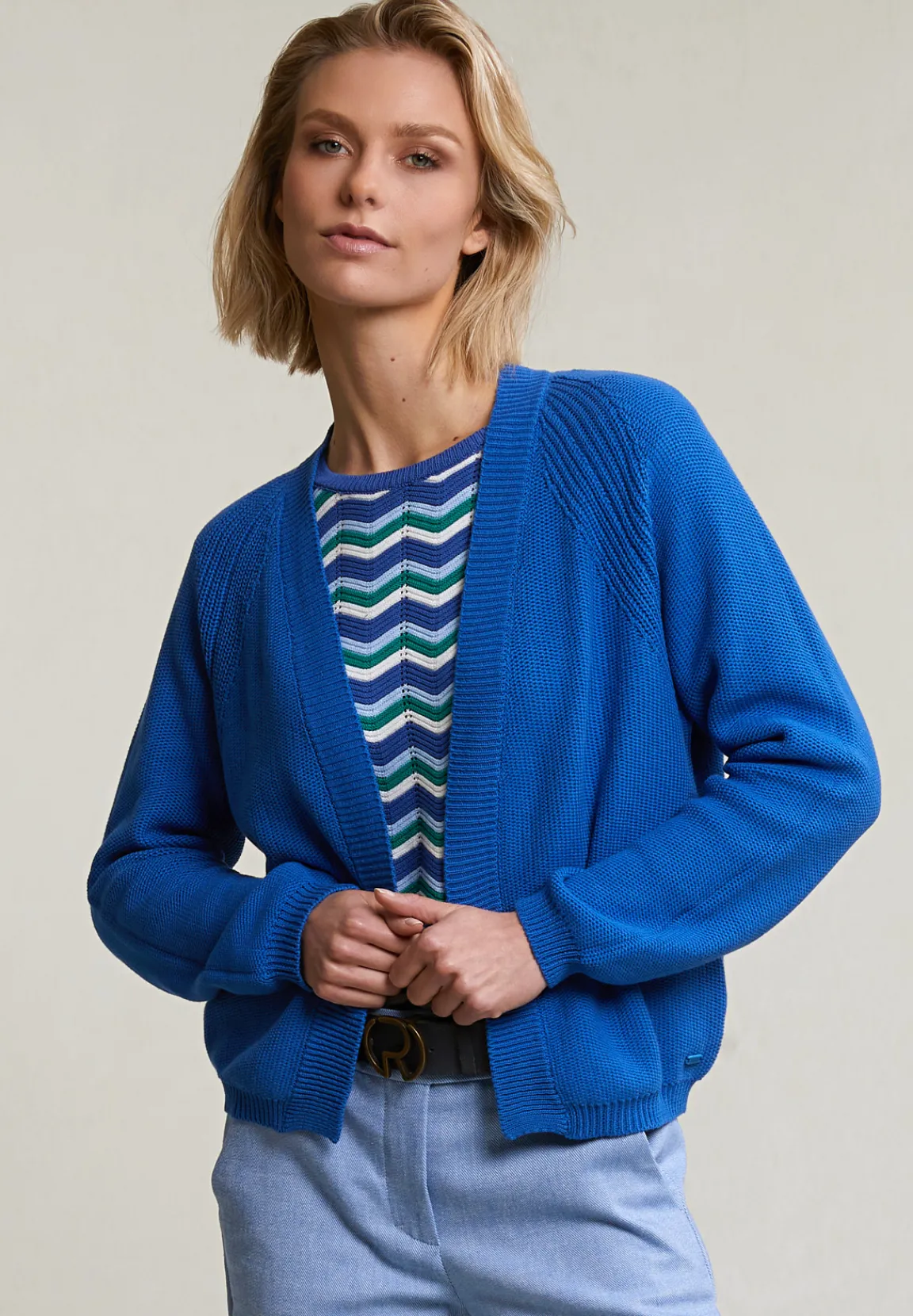 Hot River Woods Blauwe basic cardigan lange mouwen -