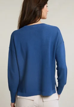Discount River Woods Blauwe basic V-hals trui lange mouwen -