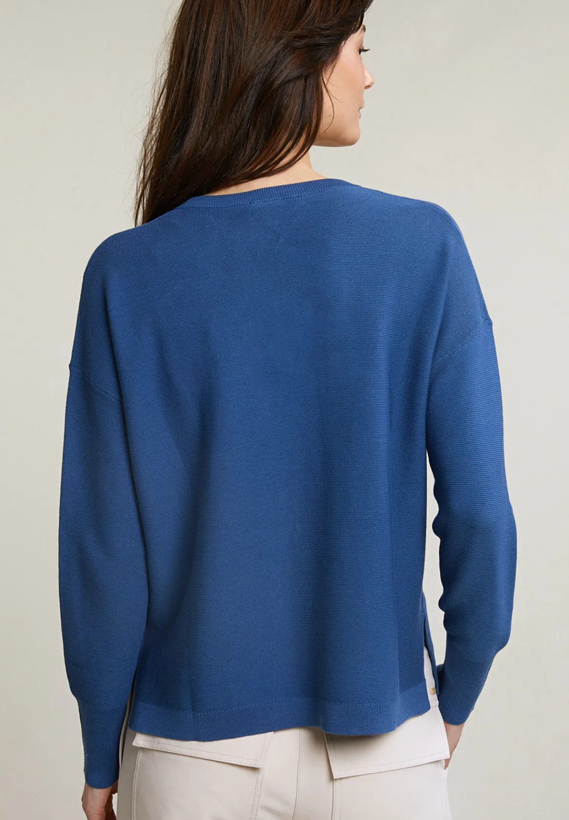 Discount River Woods Blauwe basic V-hals trui lange mouwen -