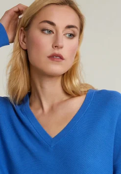 Online River Woods Blauwe basic V-hals trui lange mouwen -