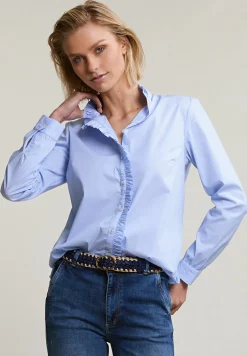 Online River Woods Blauwe blouse met ruches -