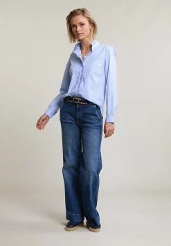 Online River Woods Blauwe blouse met ruches -