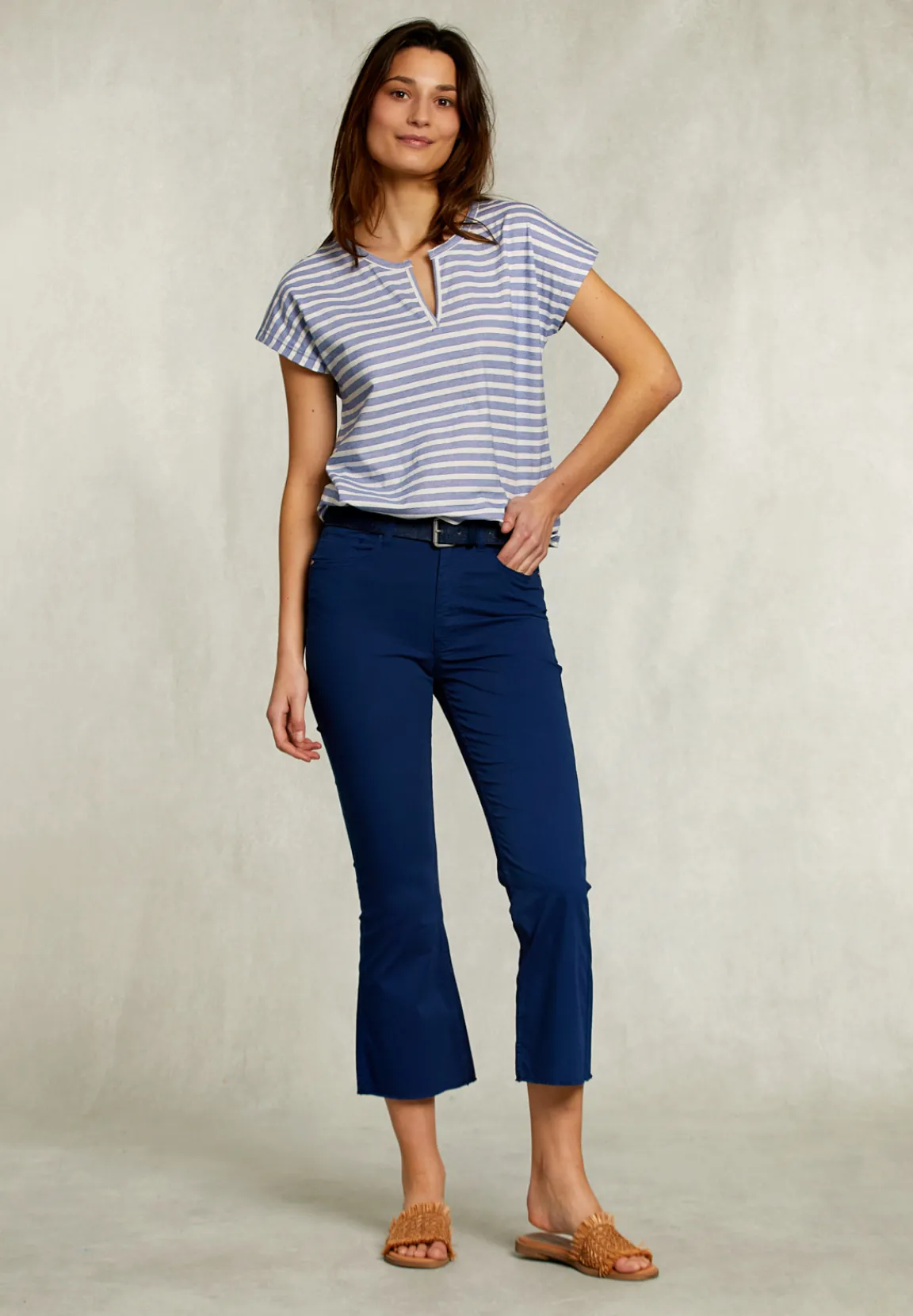 Sale River Woods Blauwe cropped flare broek -