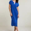 Clearance River Woods Blauwe geribde mouwloze jurk -
