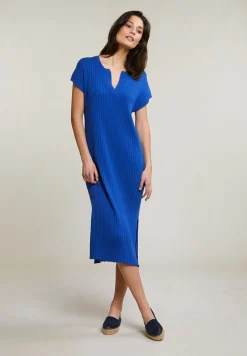 Clearance River Woods Blauwe geribde mouwloze jurk -