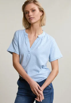 Sale River Woods Blauwe gestipte V-hals T-shirt -