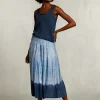Outlet River Woods Blauwe gestreepte tie-dye midirok -