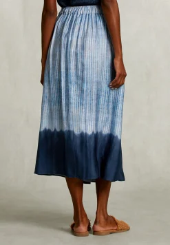Outlet River Woods Blauwe gestreepte tie-dye midirok -