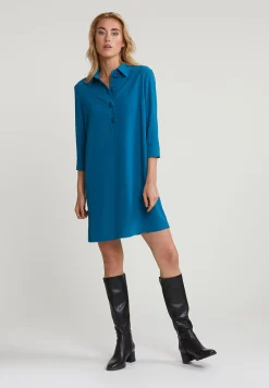 Fashion River Woods Blauwe jurk 3/4 mouwen -