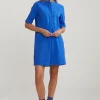 Hot River Woods Blauwe jurk opgestikte zak 3/4 mouwen -