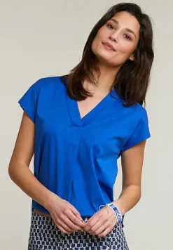 Outlet River Woods Blauwe katoenen V-hals T-shirt -