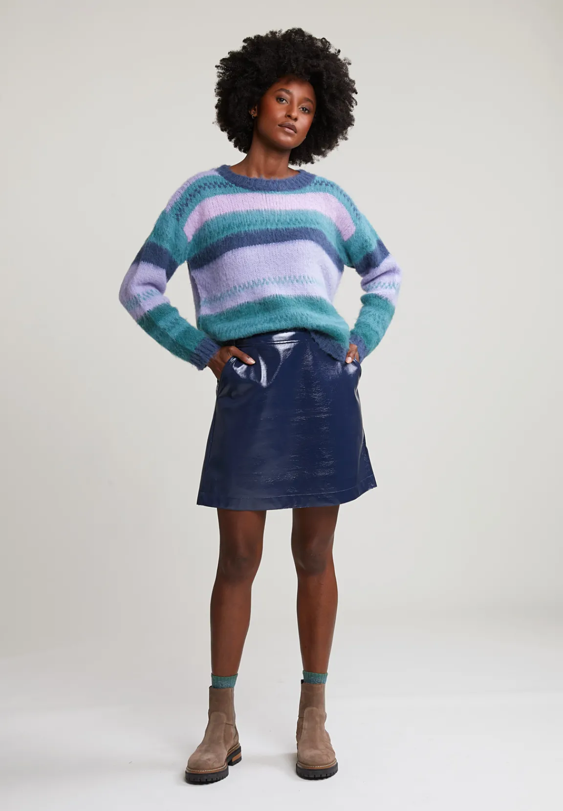 New River Woods Blauwe korte lakrok -
