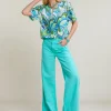 Clearance River Woods Blauwe linnen-katoen broek -