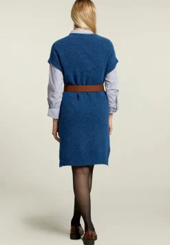 Hot River Woods Blauwe mouwloze gebreide jurk -
