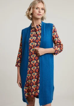 Online River Woods Blauwe mouwloze V-hals cardigan -
